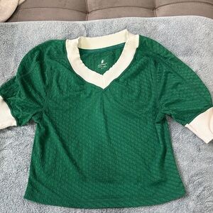 Green and Cream Women's Top